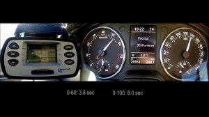 Skoda Rapid 1.4 TSI DSG Stage 1 0-100, 0-150 racelogic acceleration, 402m