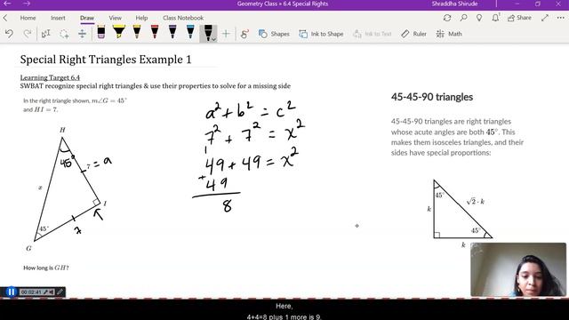 LT 6.4 Special Right Triangles - 45 45 90 Example 1 смотреть онлайн