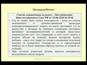 Снятие запрета на выезд ребенка за границу - решение Конституционного Суда / constitutional court