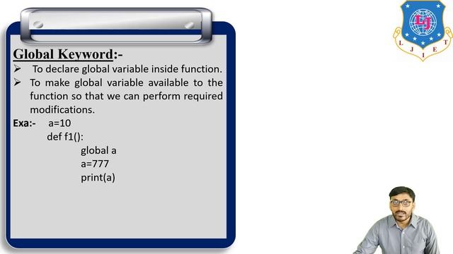 Lec-19_Local and Global variable & Global keywords | Python Programming | First Year Engineering
