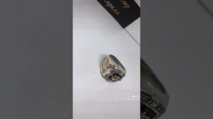 Кольцо мужское золото+серебро,Роза ветров.
