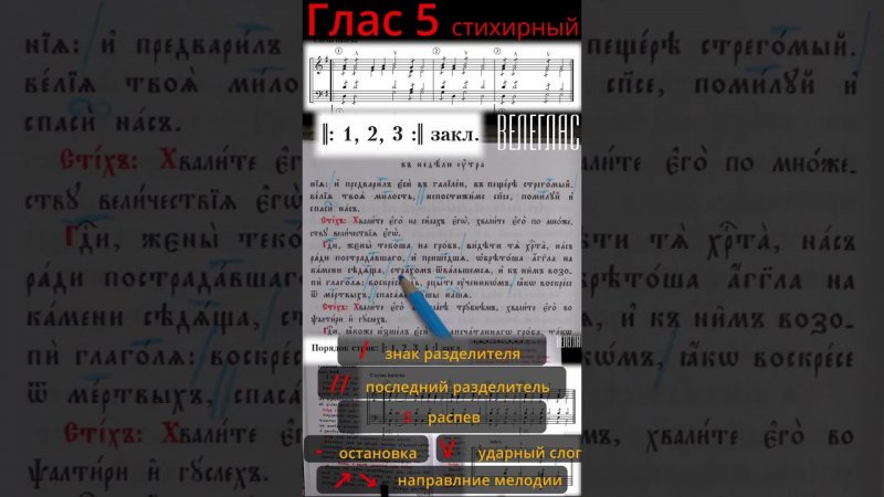 Глас 5. Стихирный. Практика. Разметка стихиры. "Господи, жены текоша на гроб" #shorts