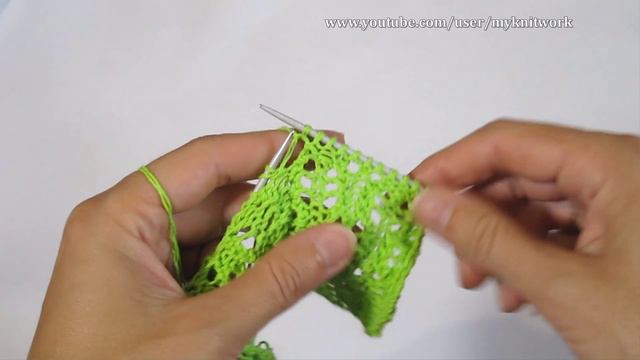 Узор "Ажурные колоски". Вязание спицами. Ажурный узор. смотреть онлайн