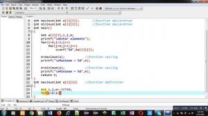 Maximum and minimum from diagonal of a matrix by passing 2-D array into function in c programming