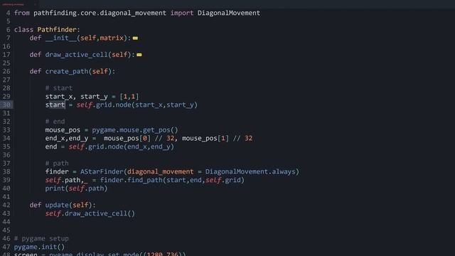 Easy pathfinding in python almost without math