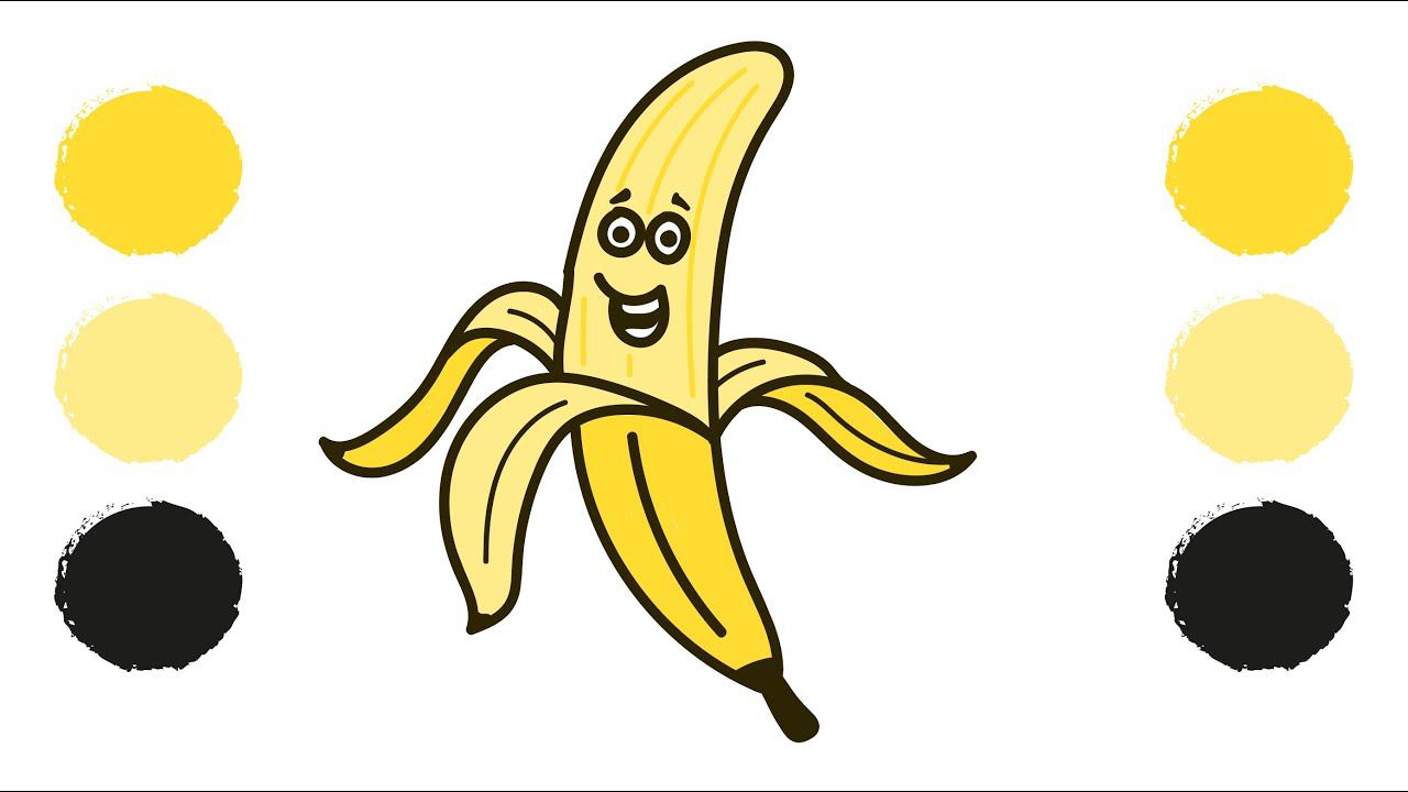 Как нарисовать БАНАН / Раскраска БАНАН / How to draw a BANANA / BANANA coloring / Краски Раскраски