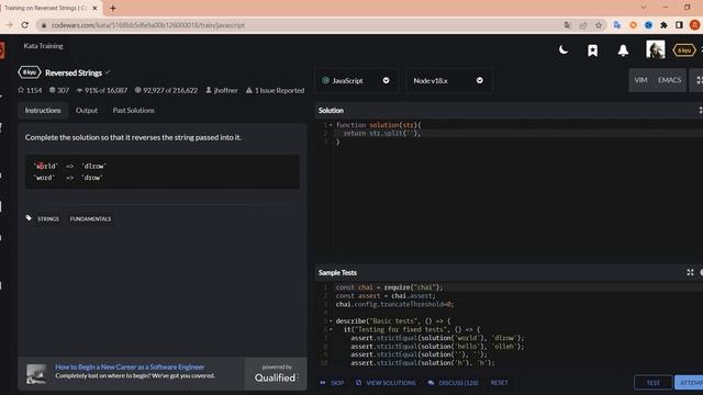 Codewars JavaScript 8kyu / Как решить задачу Reversed Strings ? смотреть онлайн