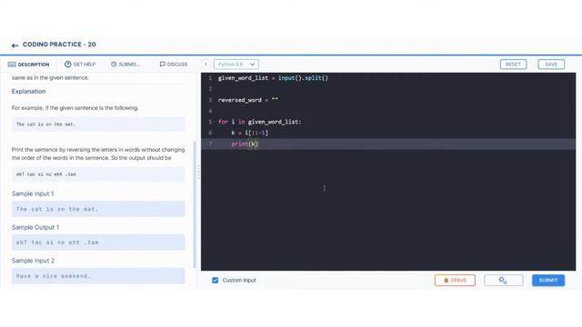 Reverse the letters in words of sentence | Coding practice 20 | Nxwave ccbp 4.0 | Python coding tip