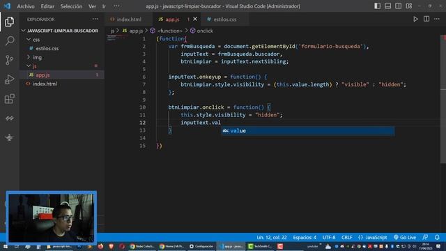 COMO LIMPIAR UN INPUT TEXT CON BOTÓN CON JAVASCRIPT