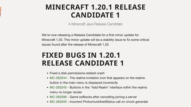 Minecraft 1.20.1 (rc1 y versión final) – Bugs importantes resueltos смотреть онлайн