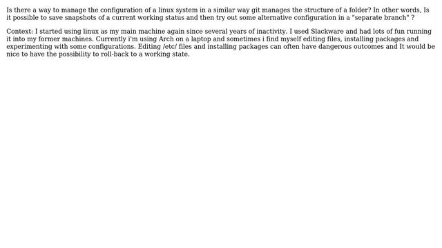 Git like system to manage a system configuration смотреть онлайн