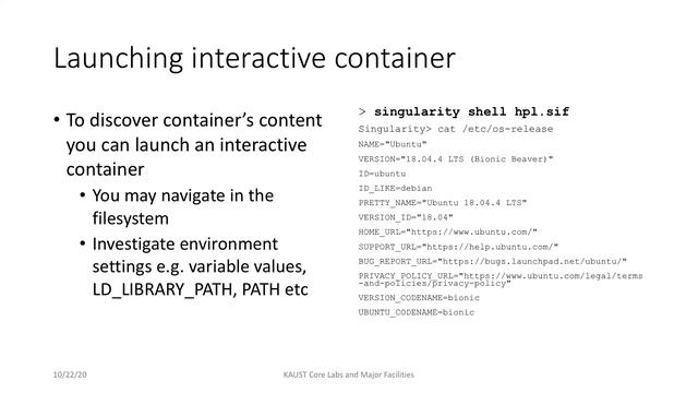 Introduction to Containers on KSL platforms смотреть онлайн