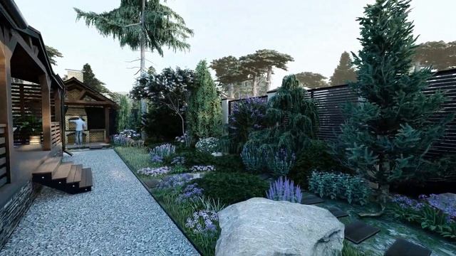 Ландшафтный проект гостевого дома 5 соток, 2023