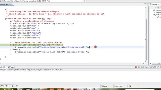 TAMIL JAVA ARRAYLIST CONTAINS METHOD EXAMPLE DEMO смотреть онлайн