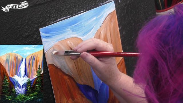 Yosemite Waterfall EASY Acrylic Painting Step by step | TheArtSherpa