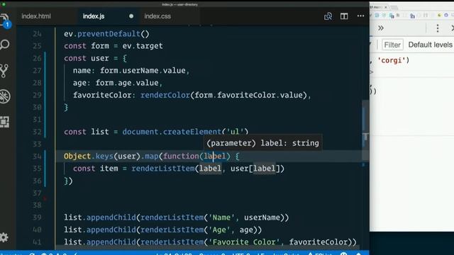 Day 3 - Morning, part 6: Use an object, Object.keys(), and forEach - XTBC 2018 Session 1