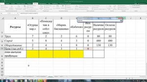 Решение двойственной задачи линейного программирования в Excel