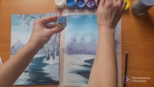 Видеоурок по Изо для детей начальной школы.  Зимний пейзаж гуашью.