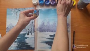 Видеоурок по Изо для детей начальной школы.  Зимний пейзаж гуашью.