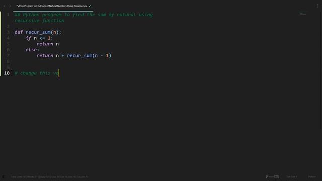 Find Sum of Natural Numbers Using Recursion in Python | Python Examples | Python Coding Tutorial