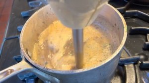 Using an immersion blender to make a smooth soup