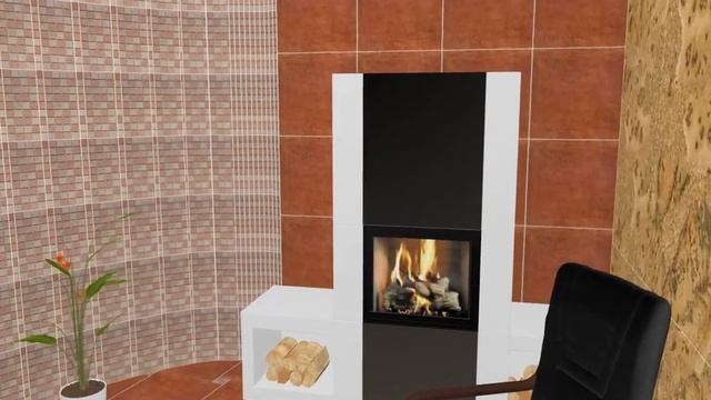 Комната с камином.Керамогранит Cotto2, мозаика Old stone.www.dekorplitka.ru смотреть онлайн