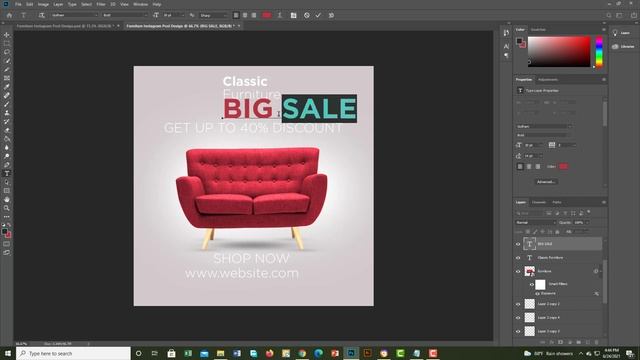 Instagram post design | Furniture social media banner design in Adobe Photoshop cc смотреть онлайн