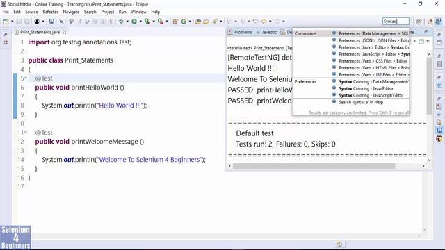 ✔ How To Change The Font Size And Colors For #Selenium via Eclipse | (Video 2)