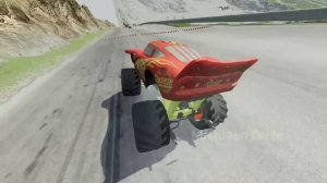 Big & Small Monster Truck Lightning Mcqueen vs Big & Small Mcqueen vs DOWN OF DEATH in BeamNG.drive