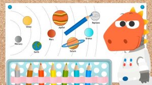 Learn with Eddie How to Color Planets 🌍 Eddie the Dinosaur Learns Solar System Planets