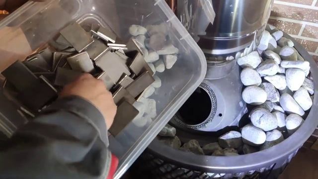 13,5 кг нержавейки в закрытую каменку банной печи Атмосфера.