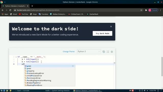 How to start programming | HackeRank python problem 4 | Python - Division