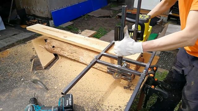 Пилорама из цепной электропилы | приспособление для распила брёвен на доски смотреть онлайн