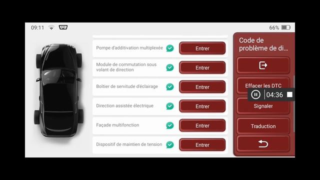 Appareil diagnostic Thinktool lite sur Peugeot 208 Défaut P2137 position pédale accélérateur