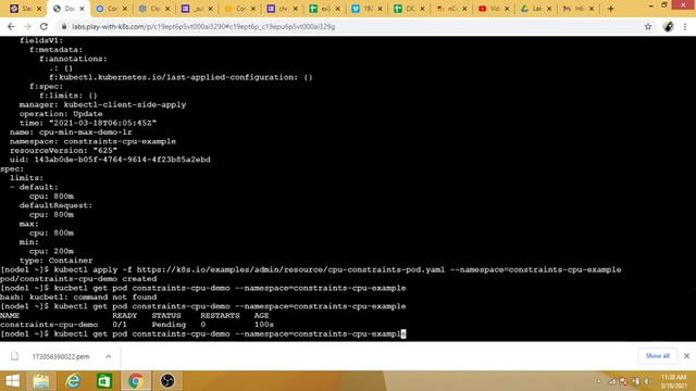 Configure Minimum and Maximum CPU Constraints for a Namespace смотреть онлайн