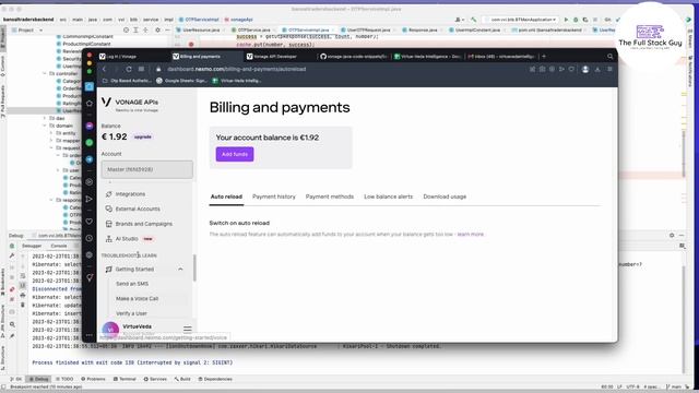 2023 SENT VERIFY OTP  VONAGE API SPRING BOOT 3 JAVA 8
