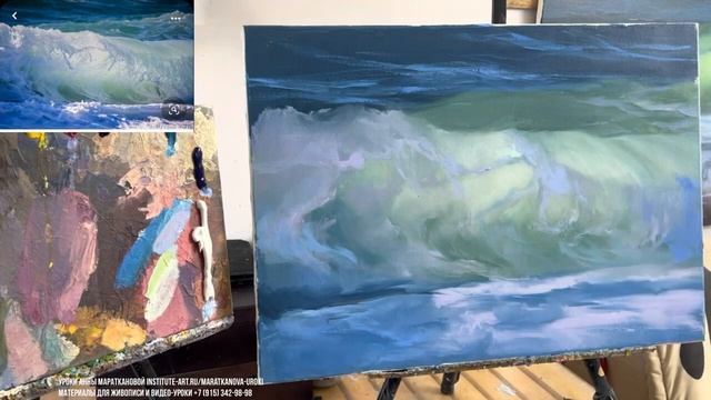 Видеоурок "Освещенная солнцем" Анны Мараткановой / Научиться рисовать море маслом мастихином смотреть онлайн