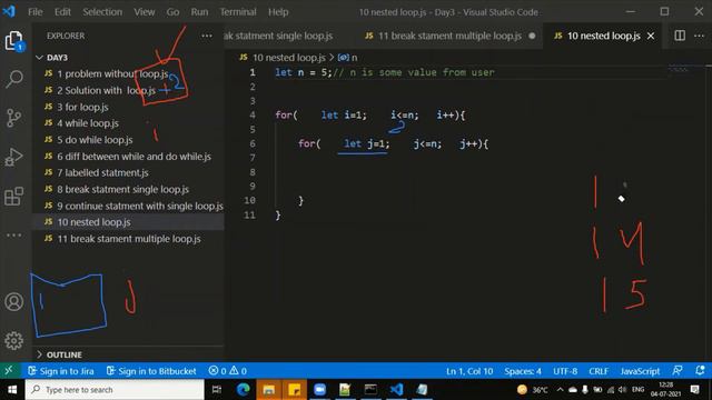 Day 3 Part 3 label, break, continue statement and nested loops