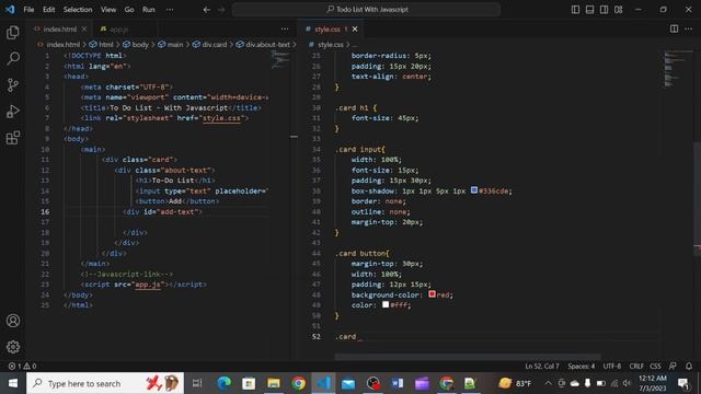 How to Create a To-Do List with HTML, CSS, and JavaScript | JavaScript Beginner Project Tutorial.