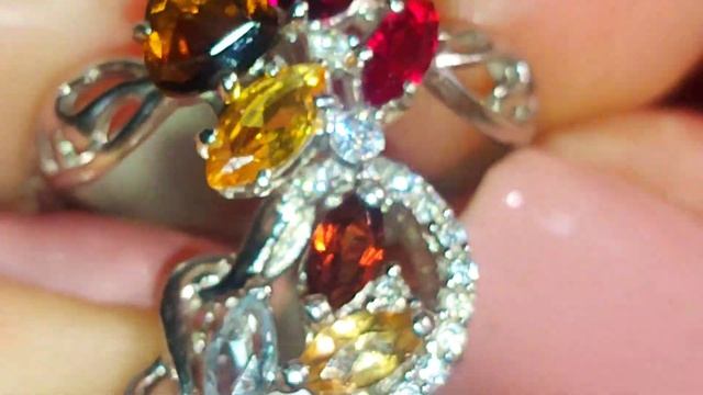 Очаровательные серьги с пиропами, цитринами и топазами, 18*10 мм, 4,7 гр, серебро 925, новые смотреть онлайн