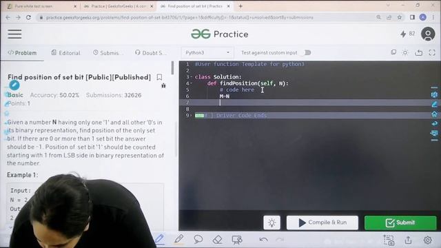 Find position of set bit | School Practice Problem | GeeksforGeeks смотреть онлайн