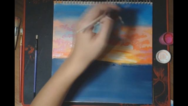 Рисовать просто! Изображаем морской закат акрилом! смотреть онлайн