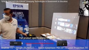 Epson EpiqVision Mini EF 11 Laser Projection TV  and  Android TV Dongle ELPAP12