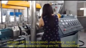 Конический двухшнековый экструдер для производства гранулов из ПВХ+деревянных мук