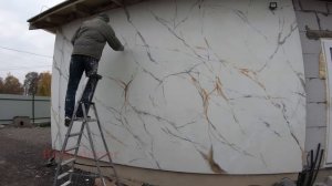 Как сделать фасад дома под мрамор Calacatta Gold (2020)