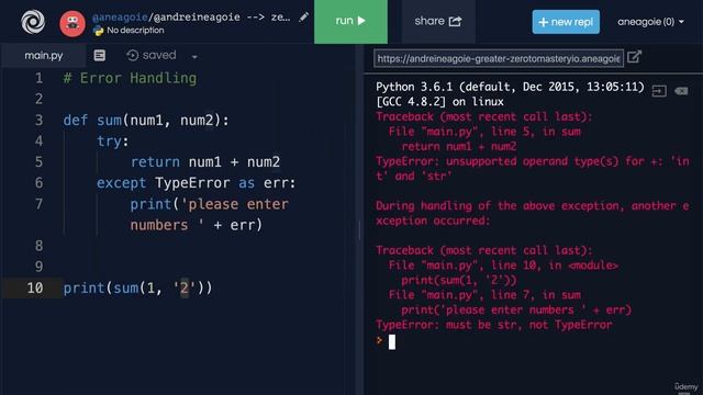 Error Handling 2 in Python - Python Full Course for Beginners 2023
