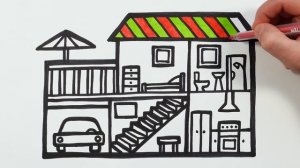 Рисуем и раскашиваем домик для куколок! \\ Рисование для девочек! Давайте рисовать  вместе!