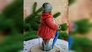 Авторская коллекционная елочная игрушка из ваты Маринка
