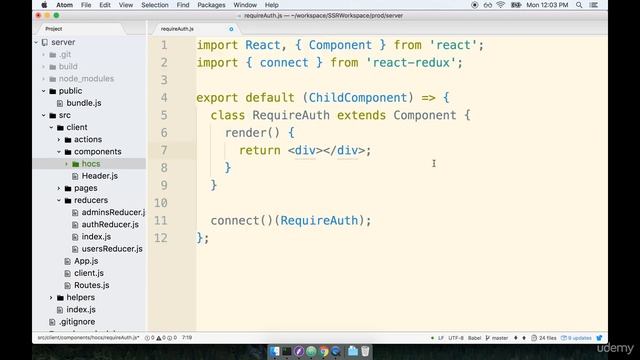 Implementing Require Auth | Error Handling | Server Server Side Rendering with React and Redux смотреть онлайн