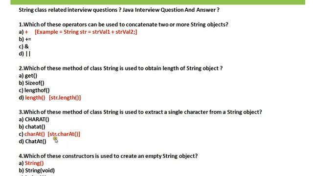 Java Interview Question And Answer String Class related interview questions and answers